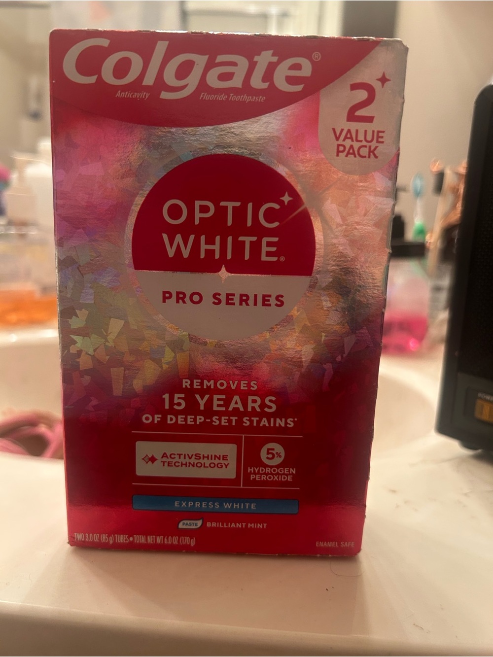 Colgate Optic White Pro Series Whitening Toothpaste - Pink/Red